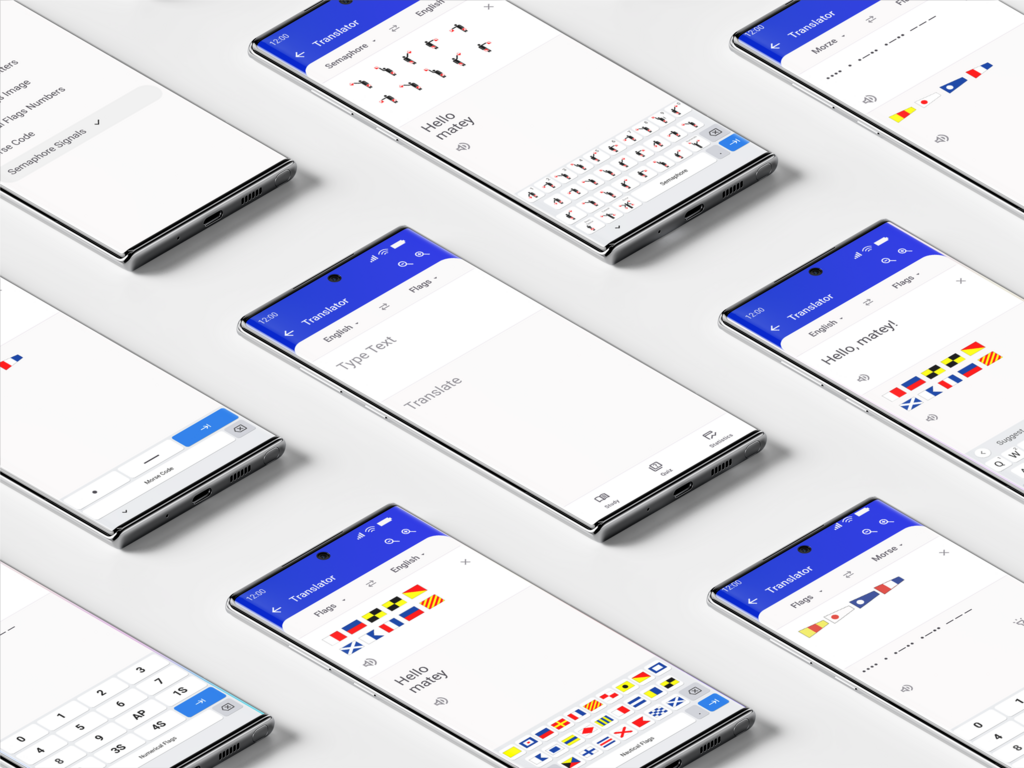 Translator for Nautical Flags, Morse Code and Flag Semaphore