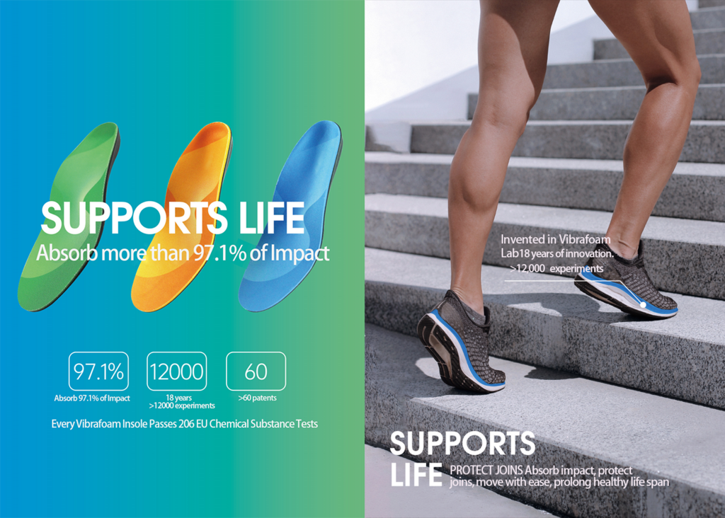Vibrafoam Insole - Absorb up to 97.1% of impact!