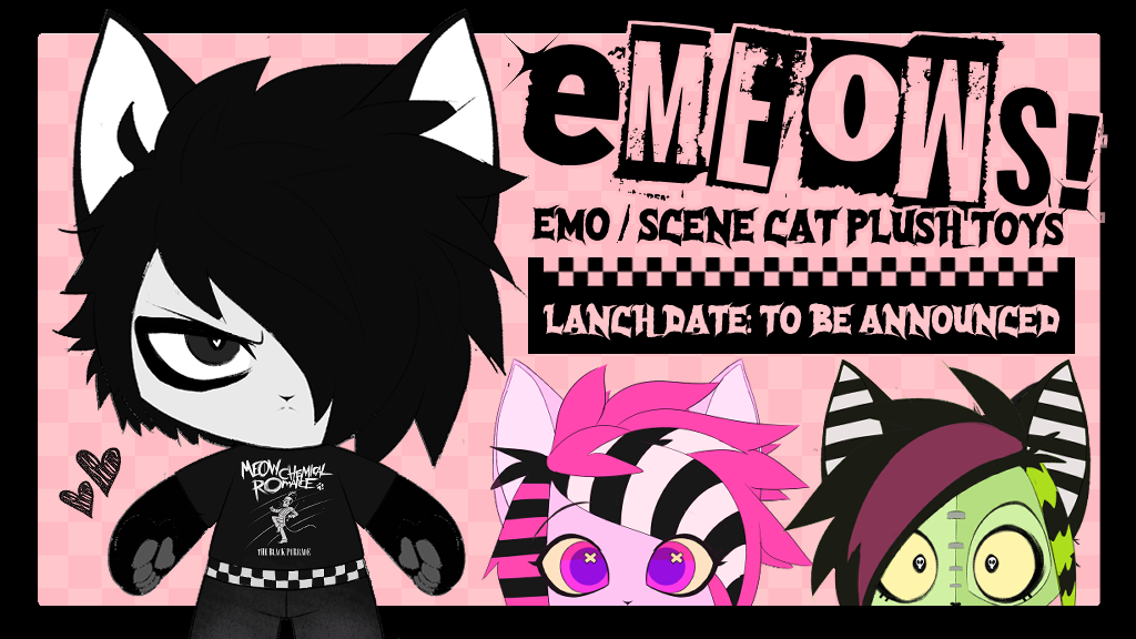 Emeows! emo/scene cat plushies
