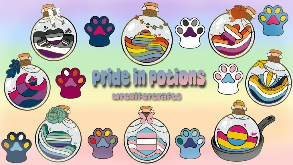 Pride in potions enamel pin collection