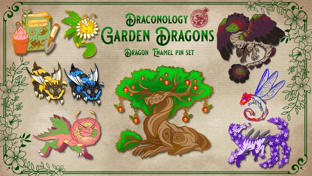 Draconology: Garden Dragons Enamel Pin Set