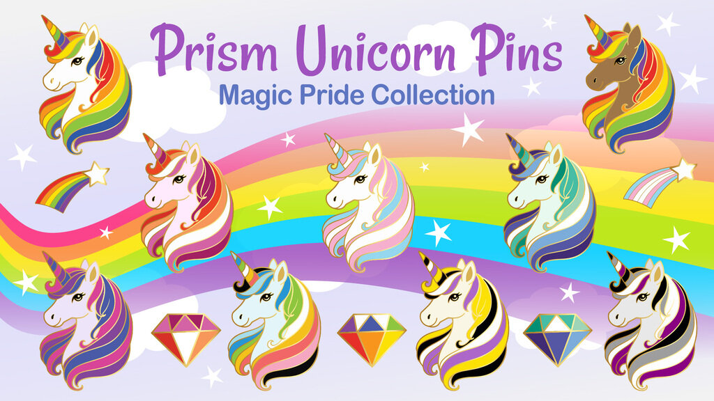 Prism Unicorn Enamel Pins