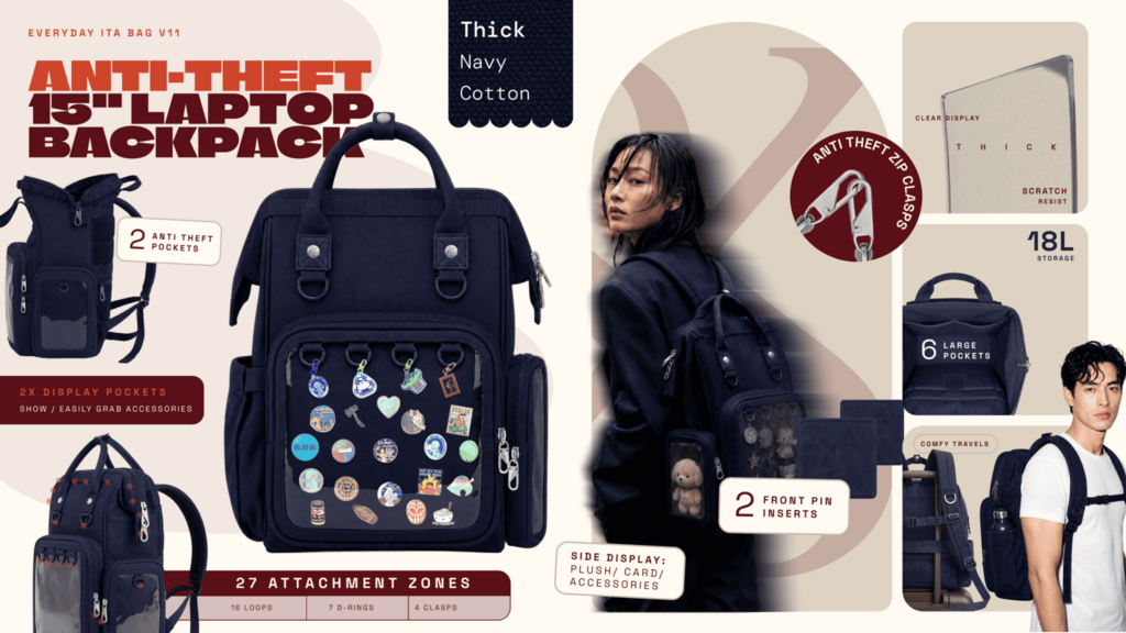 Everyday ITA Bag: 2 Windows, 15" Anti Theft Laptop Backpack