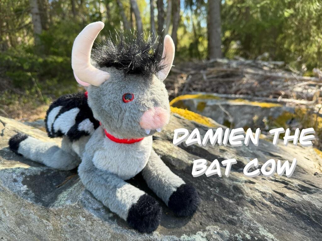Damien the bat cow plush