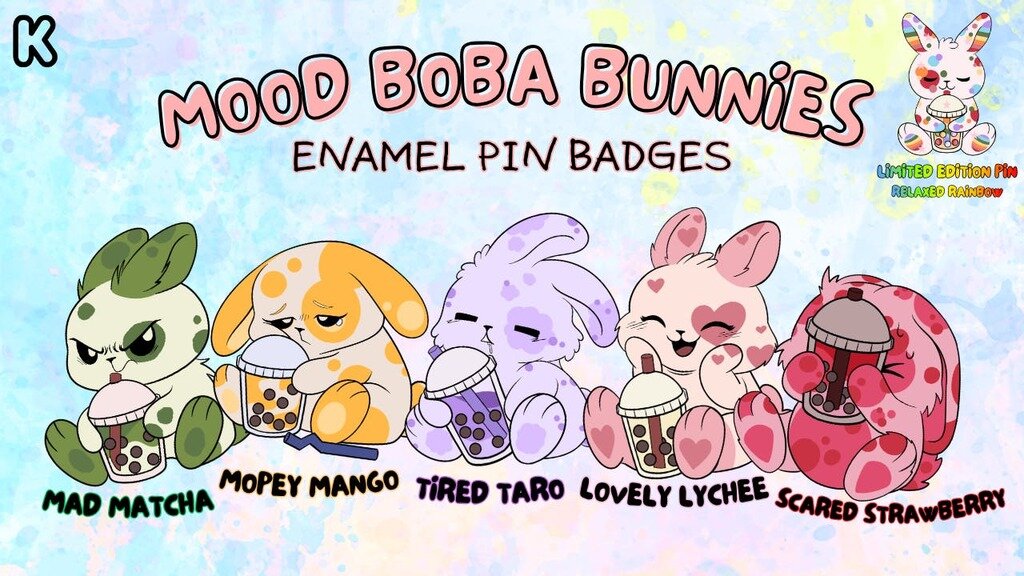 Mood Boba Bunny Enamel Pins