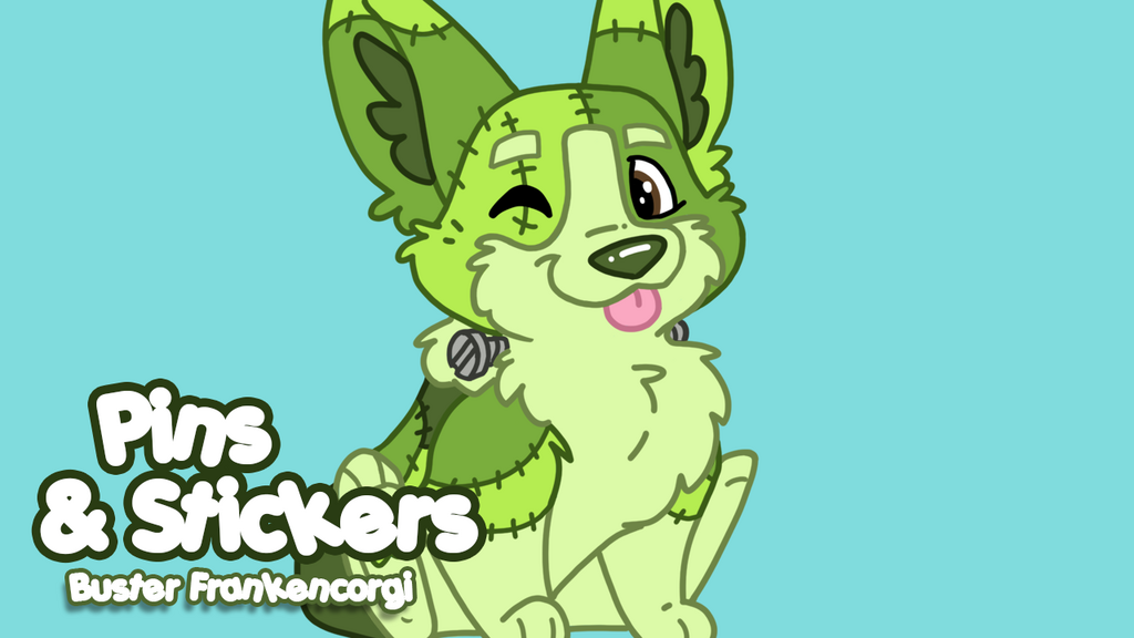 Buster Frankencorgi Pins & Stickers