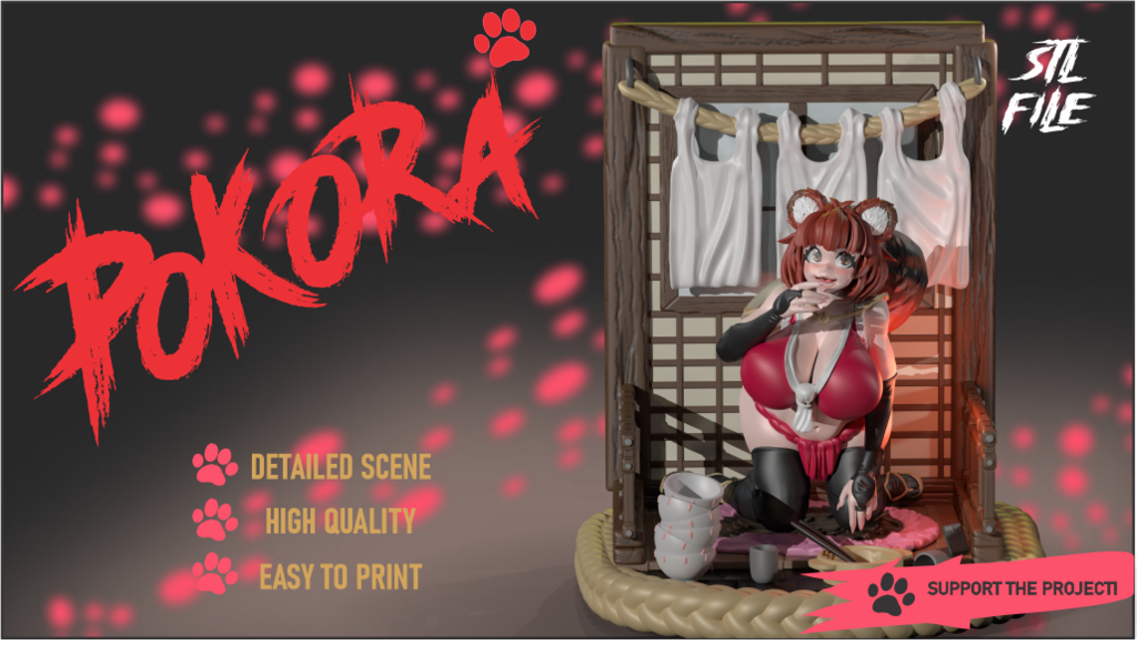 POKORA Fluffy Temptation – Diorama STL Collection
