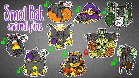 Smol Bat Enamel Pins