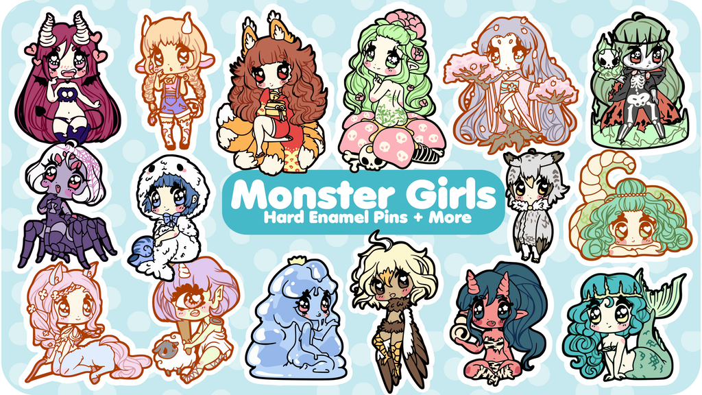 Monster Girls - Enamel Pins by Kittynaut