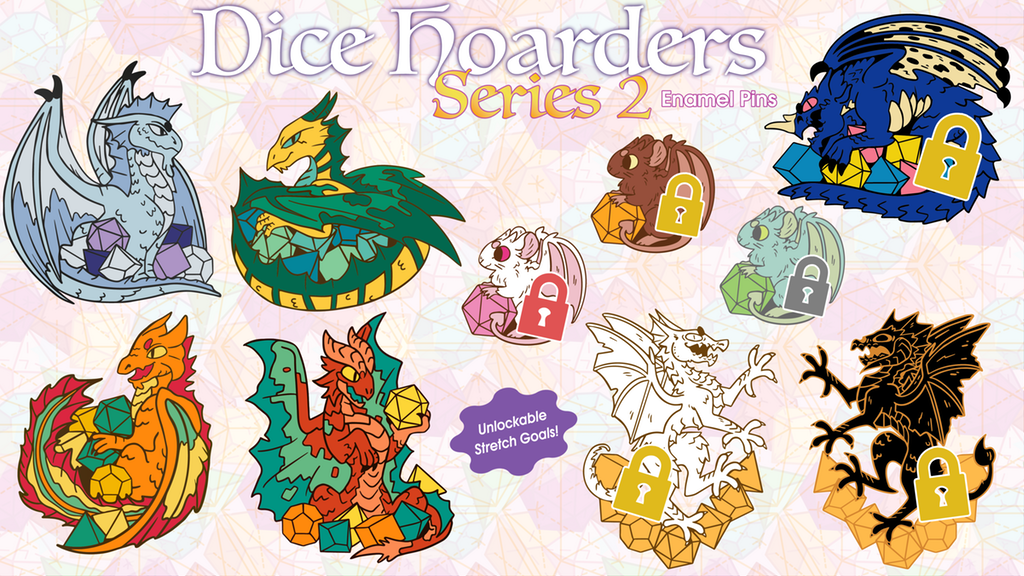 Dice Hoarder Enamel Pins -- Series 2