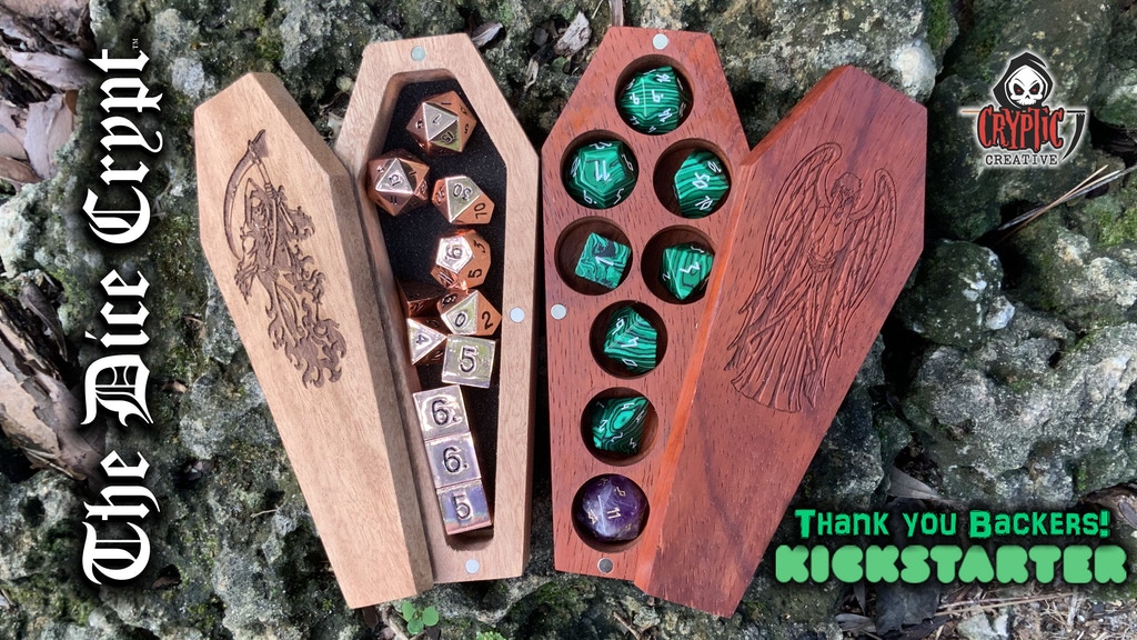 The Dice Crypt. Coffin shaped wooden dice boxes.