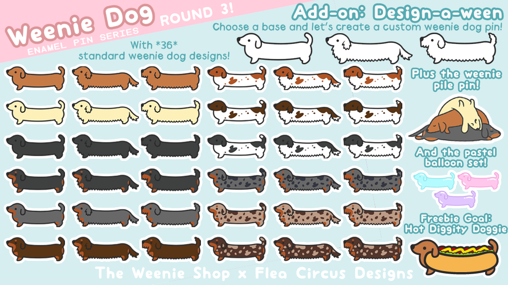 Weenie Dog Enamel Pin Series - Round Three!