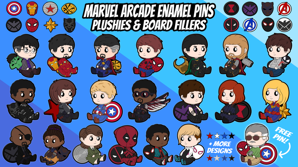 The Marvel Arcade: Hard Enamel Pins + Apparels + Shakers
