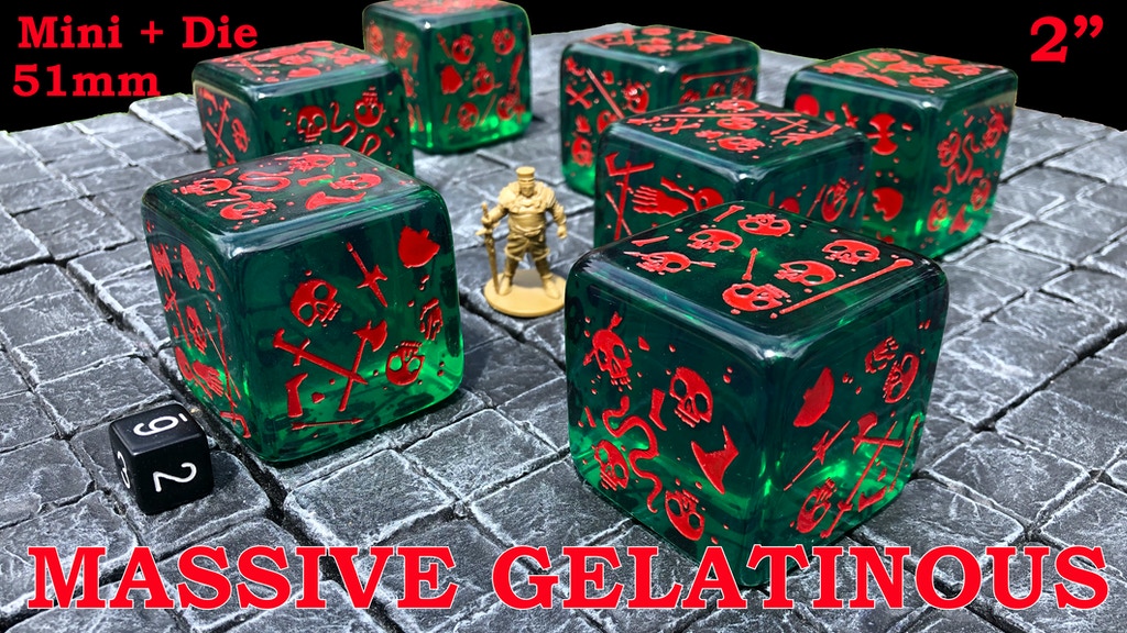 Massive Gelatinous Cube - 51mm Mini and Die - Six-Sided Dice