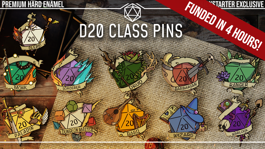 D&D D20 Class Pins