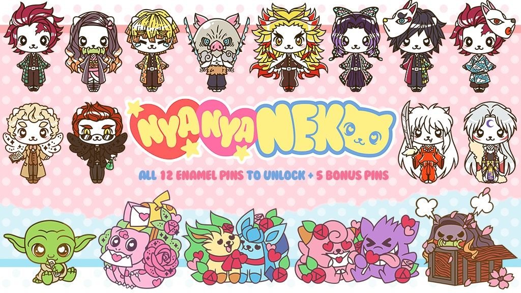 Nya Nya Neko Shounen Hard Enamel Pins + Bonus Pins