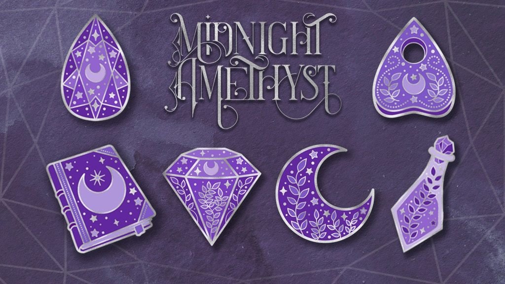 Midnight Amethyst Enamel Pin Collection