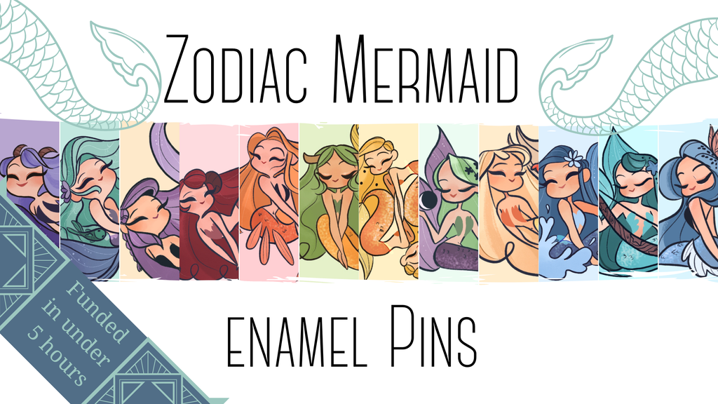 Zodiac Mermaid Enamel Pins