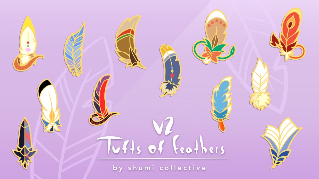 Tuft of Feathers Version 2 Enamel Pins