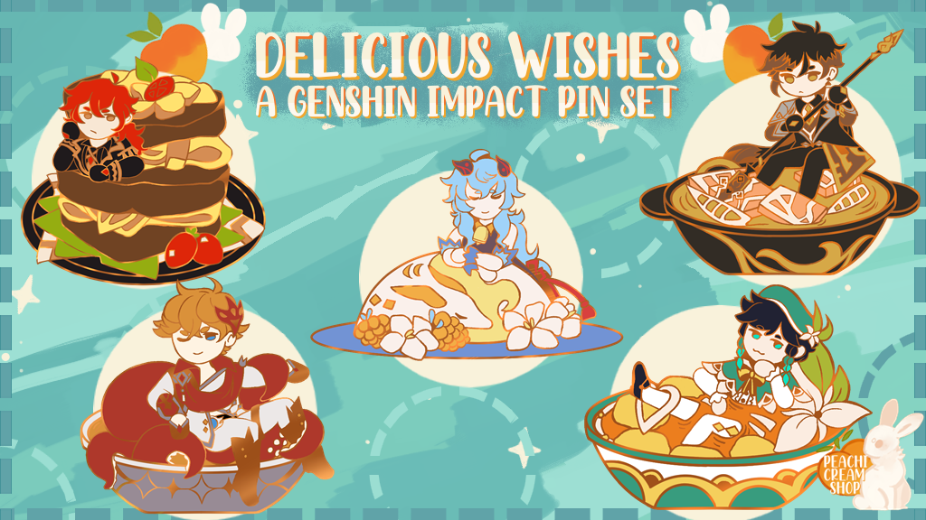 Delicious Wishes: A Genshin Impact Enamel Pin Collection