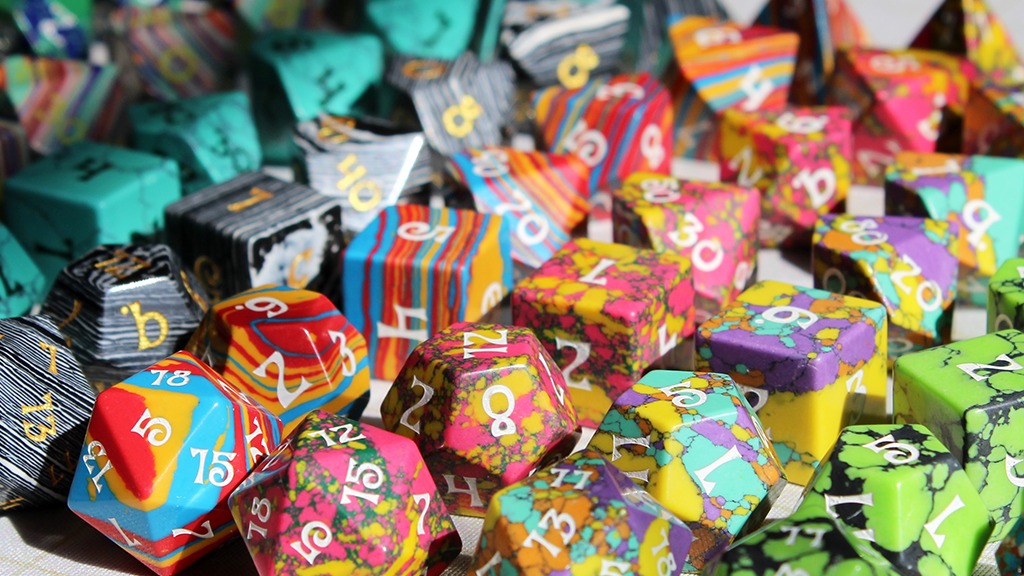 Groovy Dice: Mid-Century Inspired Stone RPG Dice