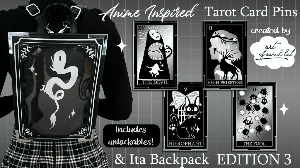 3rd Edition Anime Inspired Tarot Enamel Pins & Ita Backpack