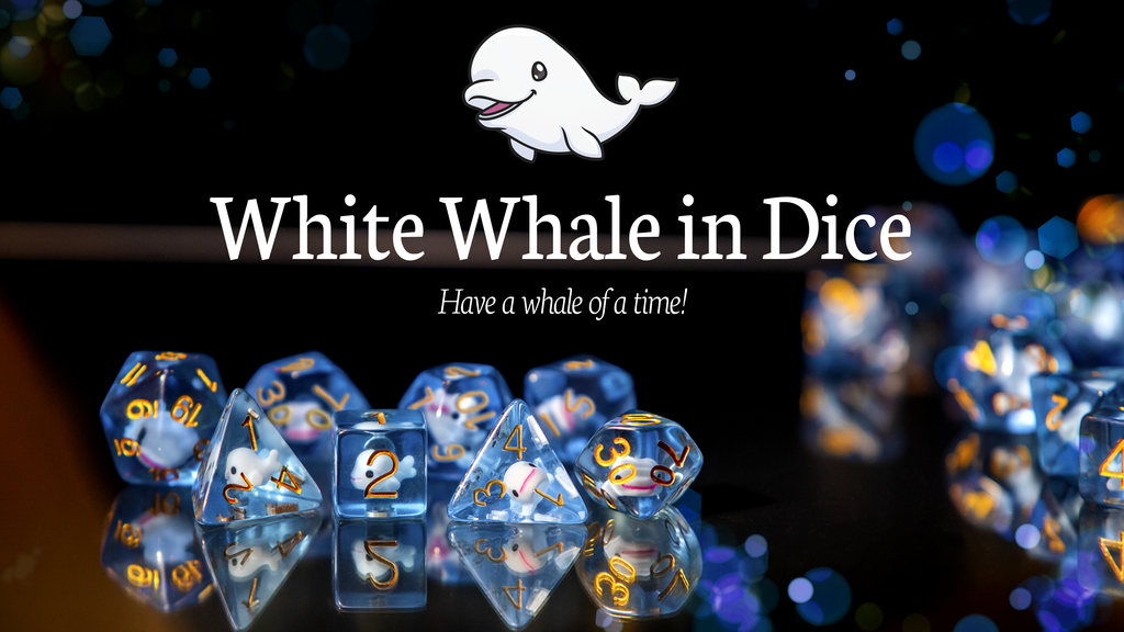 White Whale in Dice - Polyhedral dice set