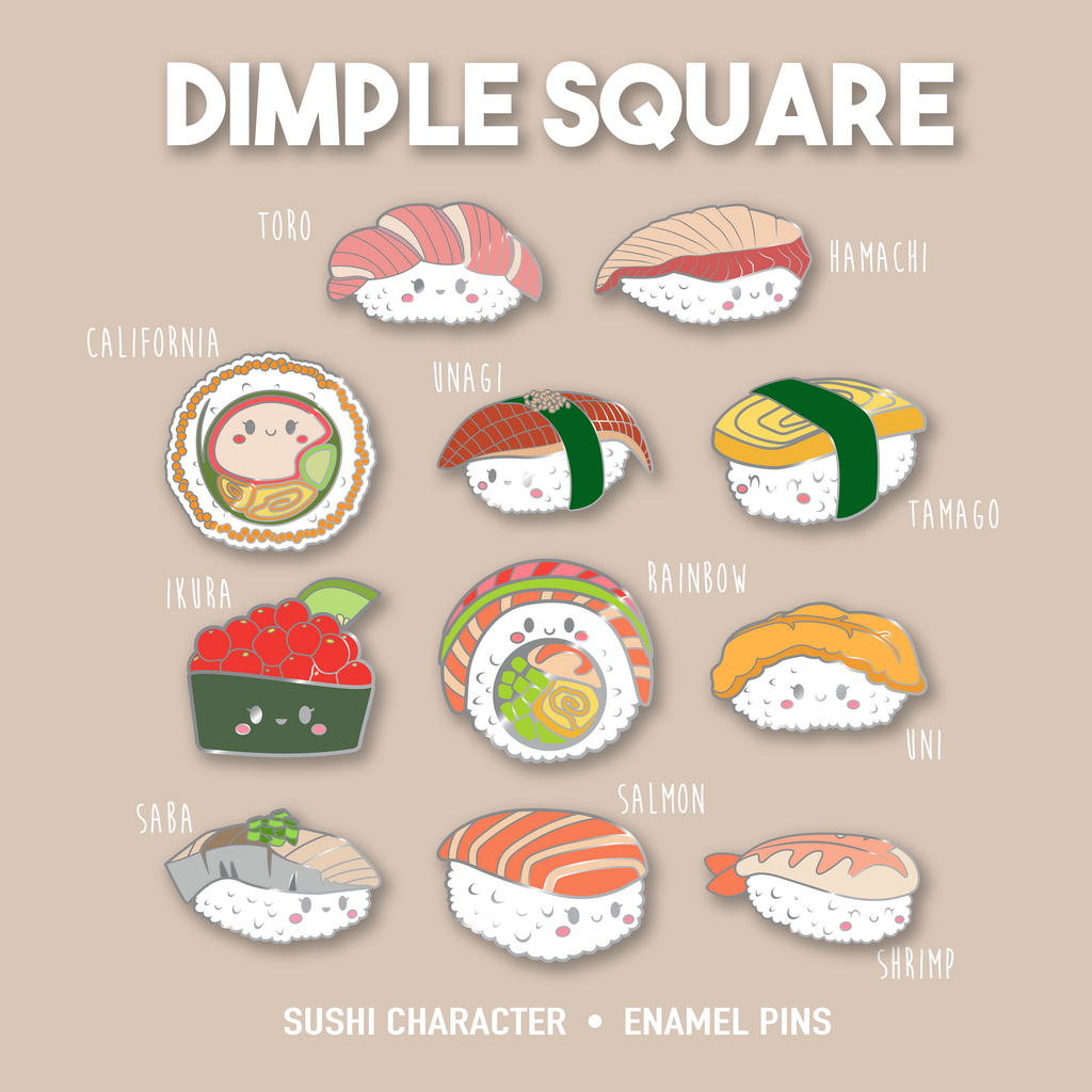 Dimple Square Sushi Character Enamel Pin