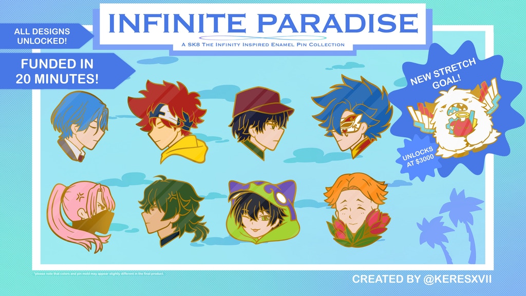 Infinite Paradise- SK8 The Infinity Fan-Made Enamel Pins