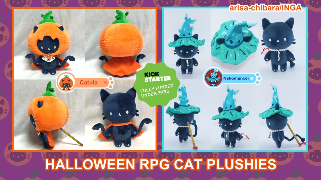 Nekomancer and Vampurr Catula RPG Cat Plushies