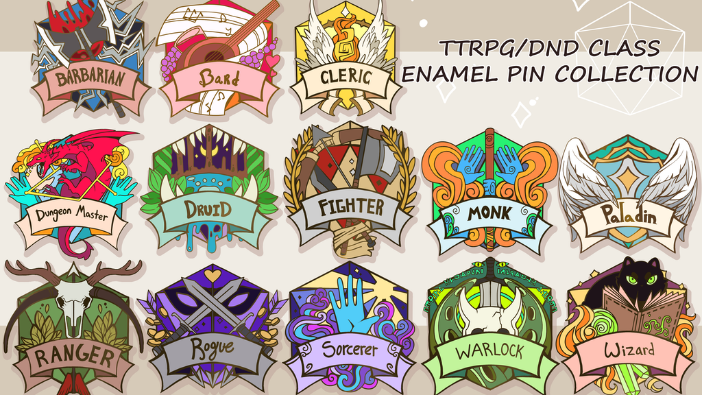 DND Class Enamel Pins!