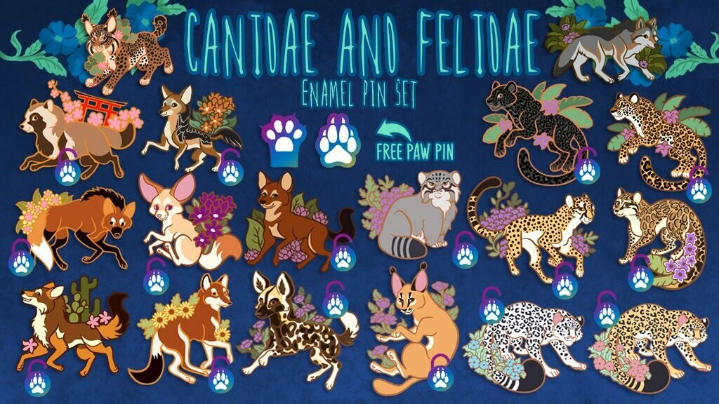 Felidae + Canidae: Enamel Pin Set