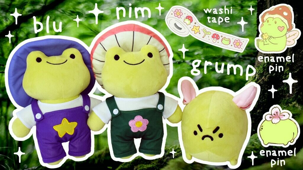 Nim, Blu and Grump - Frog Plushies