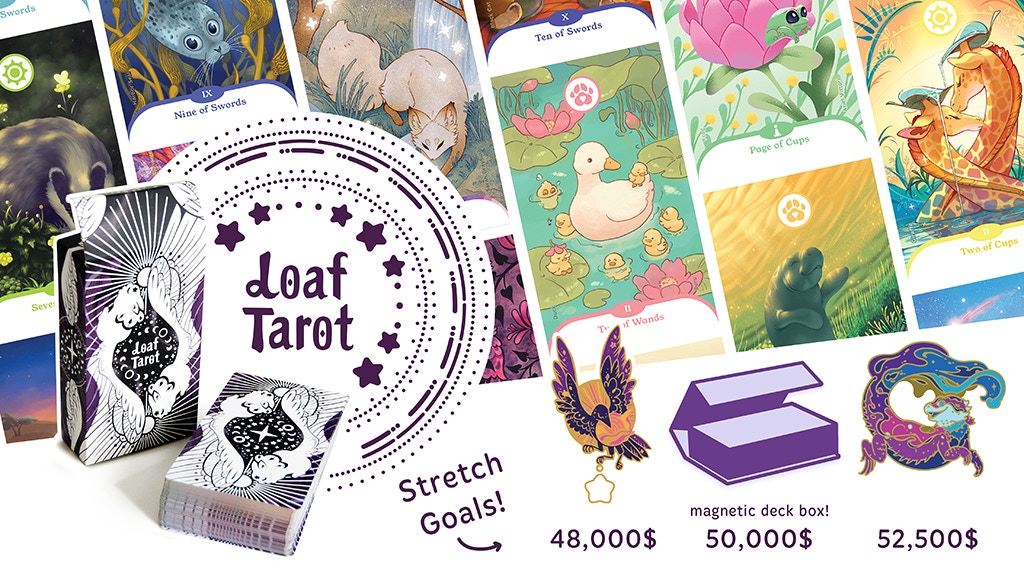 Loaf Tarot: Cute Animal 78 Card Tarot Deck and Enamel Pins