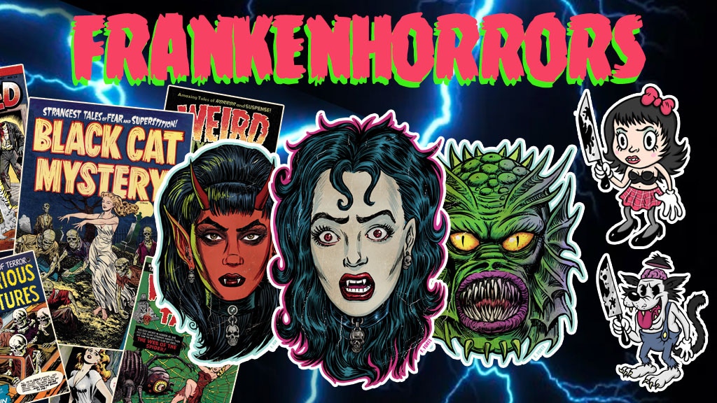 Frankenhorrors Horror Comics Postcards Creepy Cute Stickers
