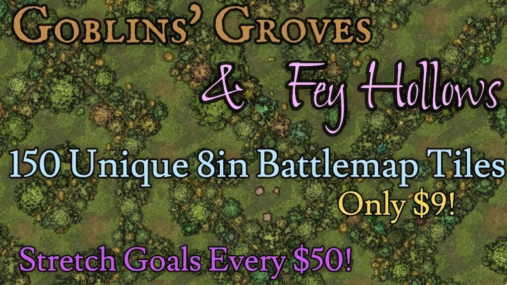 Goblin Groves and Fey Hollows: 8x8" Geomorph Battlemap Tiles