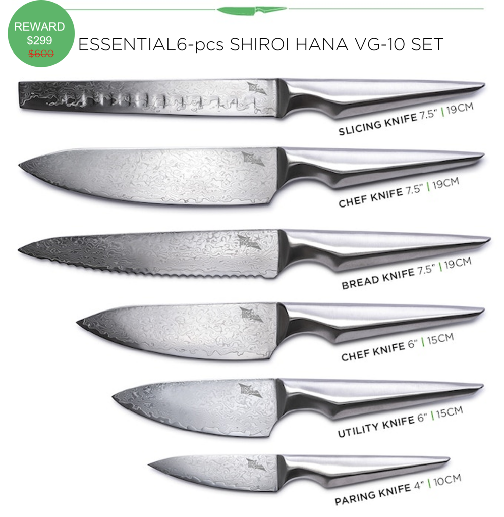 SHIROI HANA VG10 - NEW STEEL CHEF's KNIFE SET