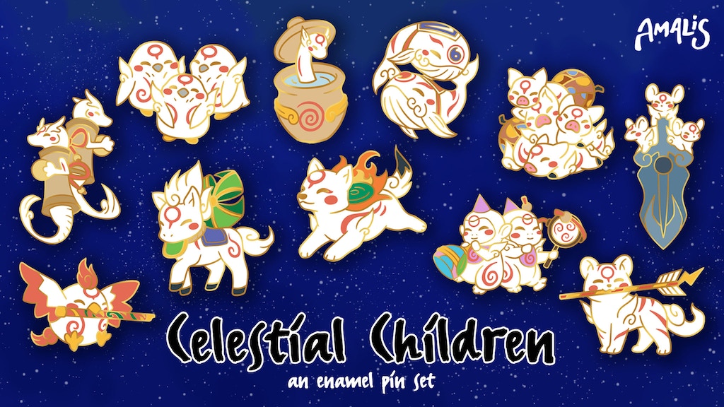 Celestial Children of Okamiden - An Enamel Pin Set