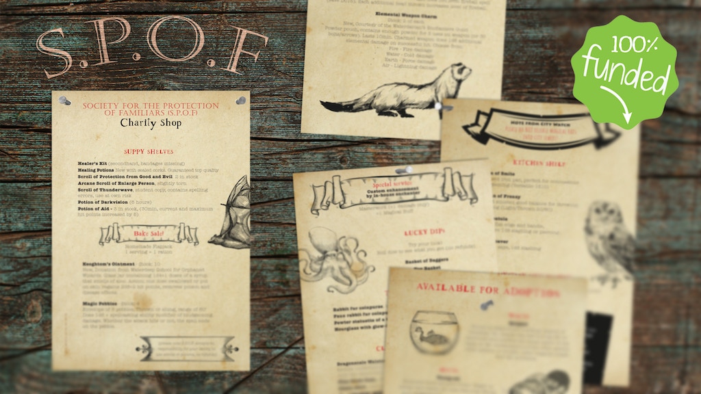 S.P.O.F. Protect the Familiars! Shop, Pets & Roll Tables