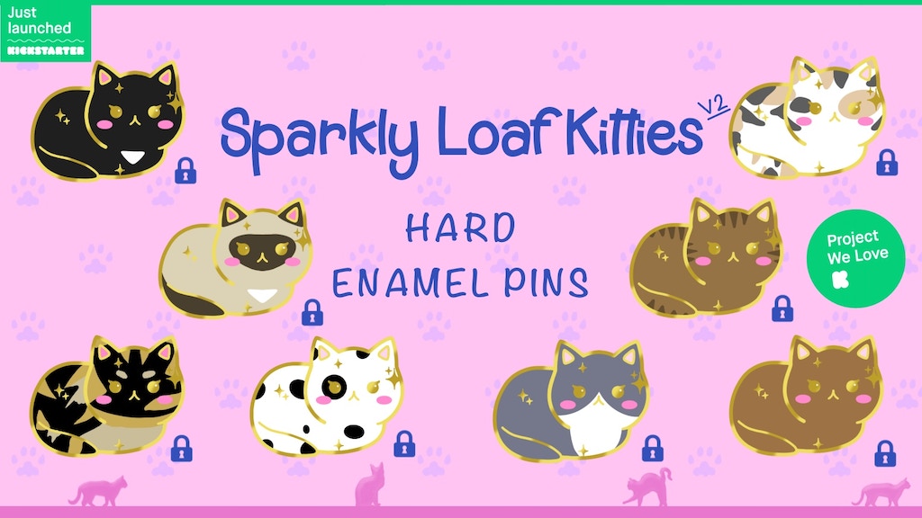Sparkly Loaf Kitties Hard Enamel Pin Collection V.2
