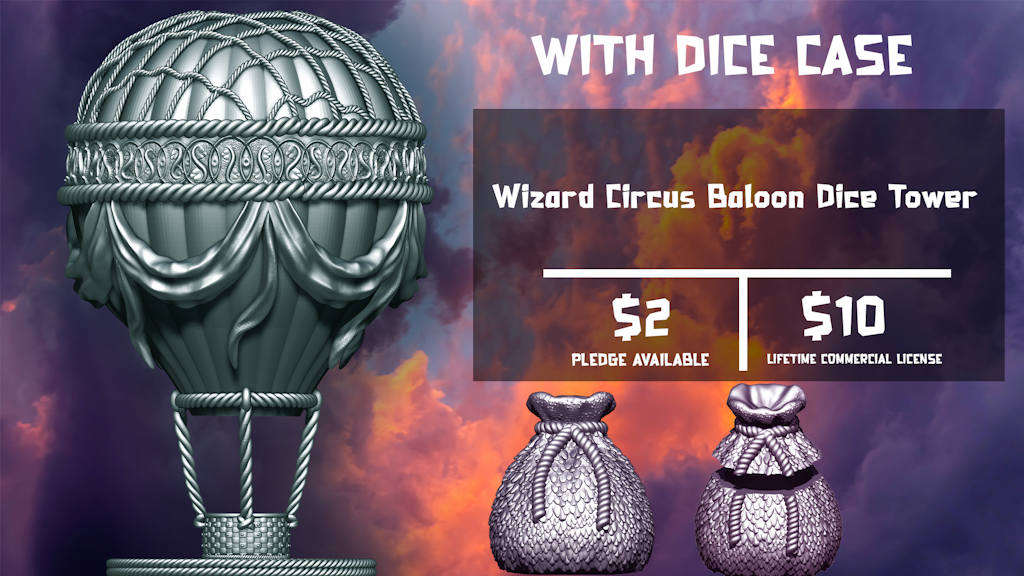 Wizard Circus Balloon Fantasy Dice Tower STL File