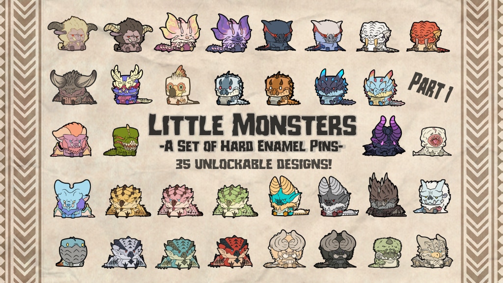 Little Monsters: A set of Hard Enamel Pins