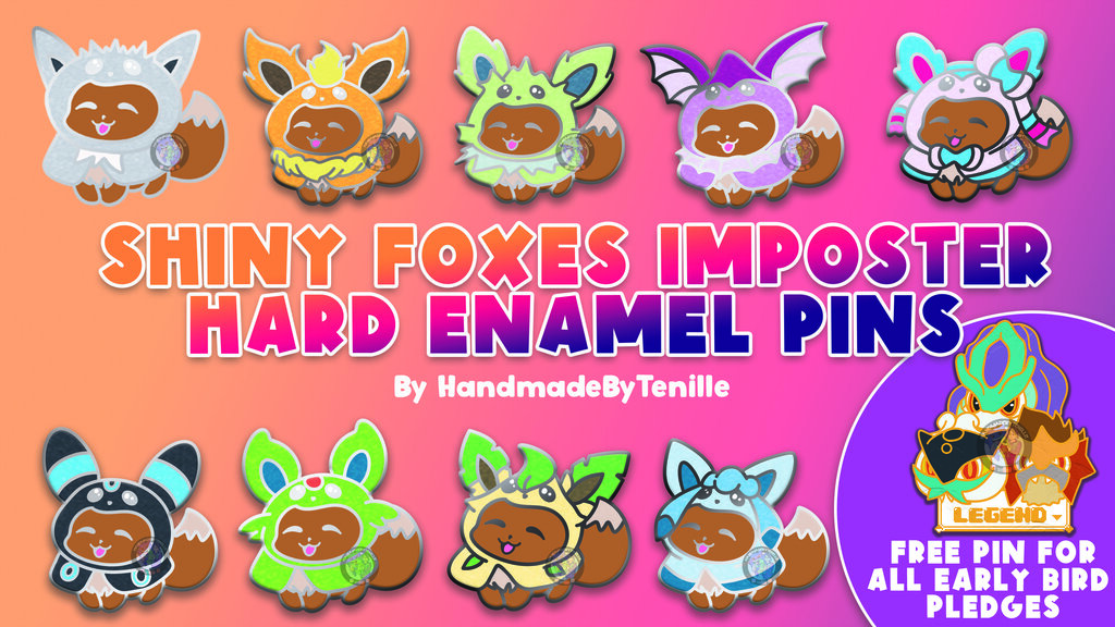 Shiny Evolving Fox Imposters - An Enamel Pin Project