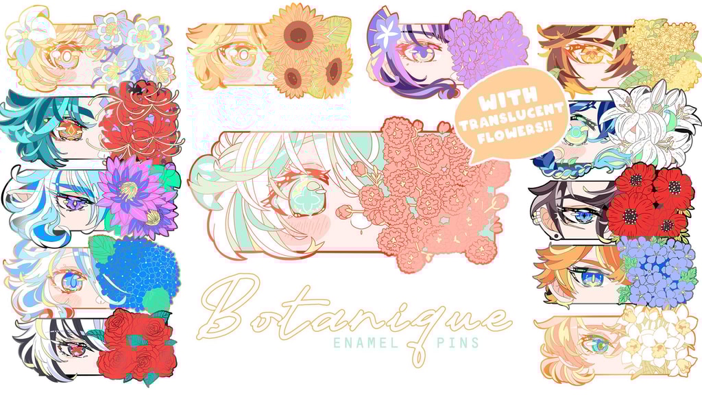 ✧ Genshin Impact inspired Flower Enamel pins ✧