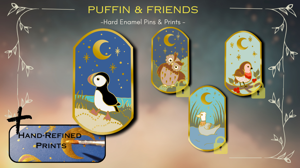 Puffin and Friends Hard Enamel Pins