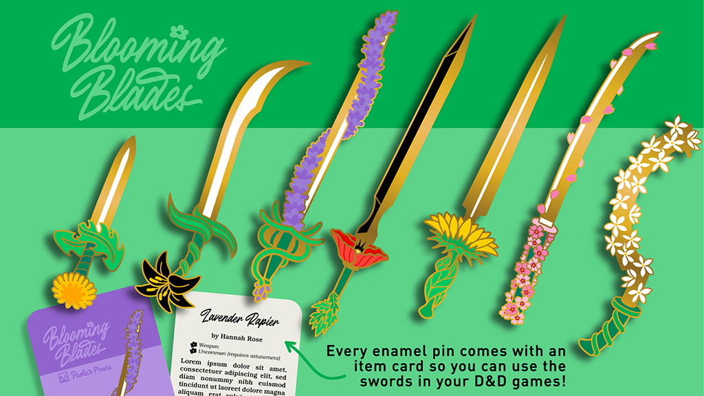 Blooming Blades Enamel Pin Collection