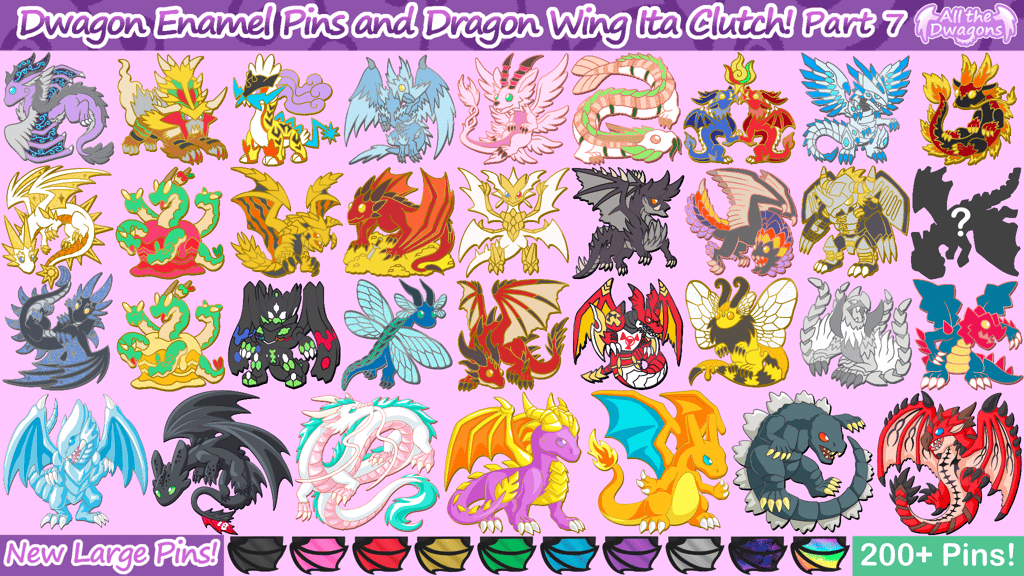 Dwagon Enamel Pins Part 7 and Dragon Wing Ita Clutch