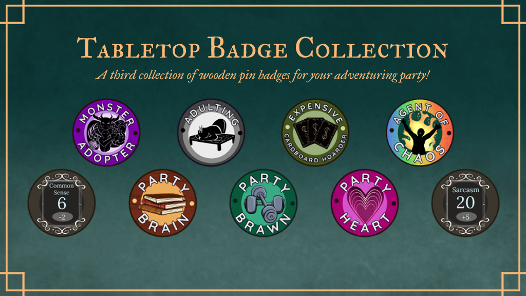 Wooden Pin Badges For Your Tabletop Team - The Second Level