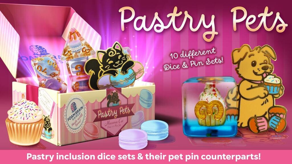 Pastry Pets: Dessert Dice and Enamel Pins