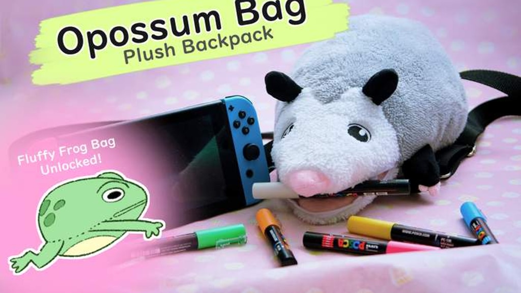 Plush Opossum and Fluffy Frog Bag